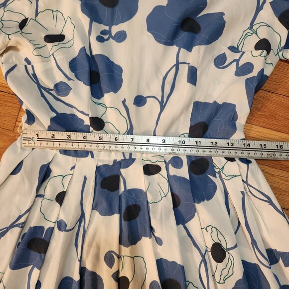 Stacy Ames *True Vintage* 50's/60's Blue Floral Day Dress, Size S (4-6), Retro - Picture 6 of 15